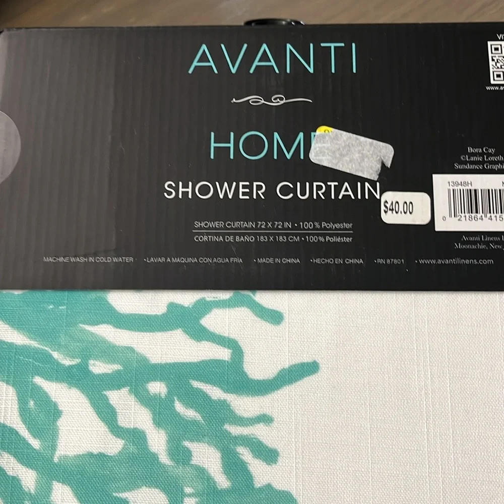 New! Avanti Home Shower Curtain with Coral Design